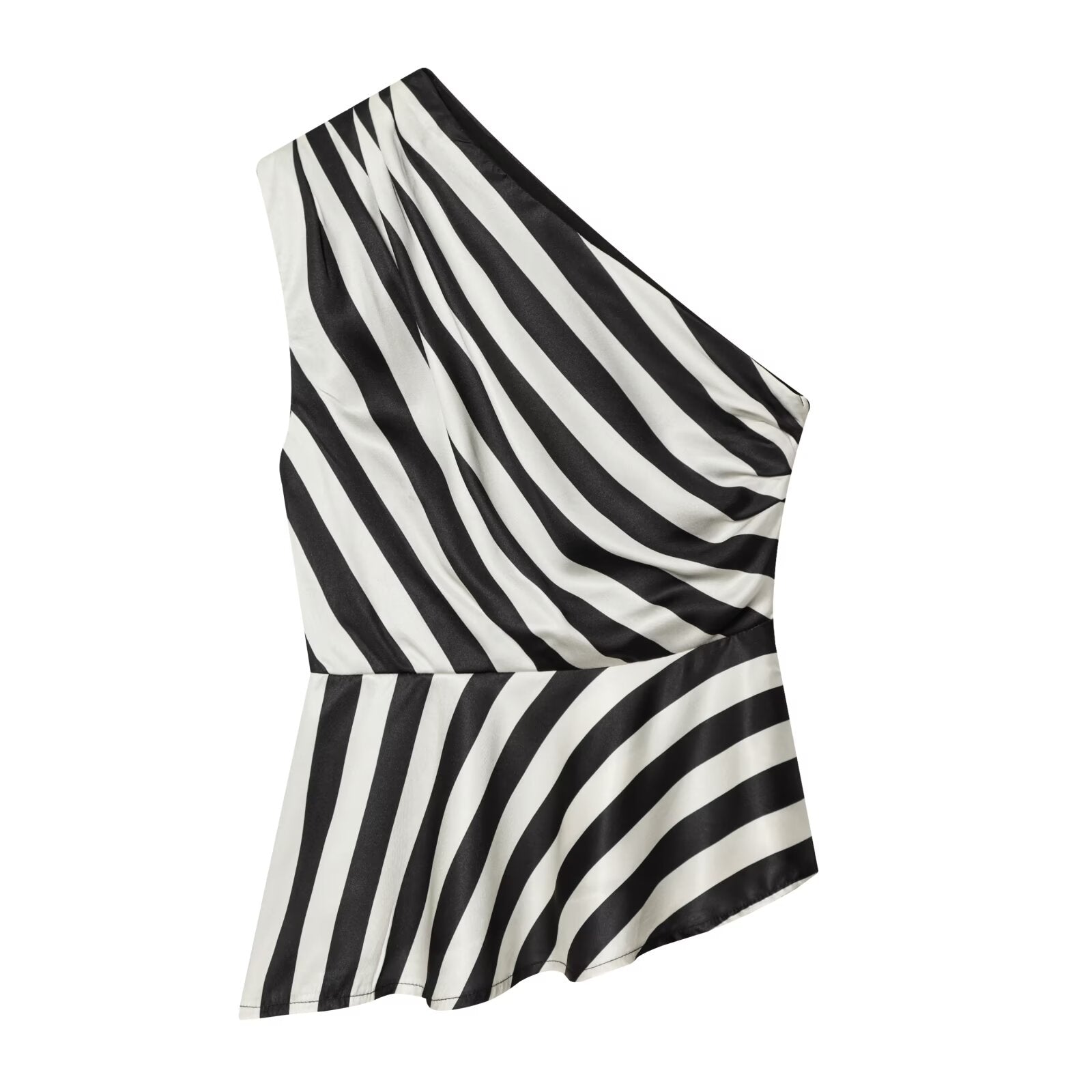 Women's asymmetrical striped single shoulder top