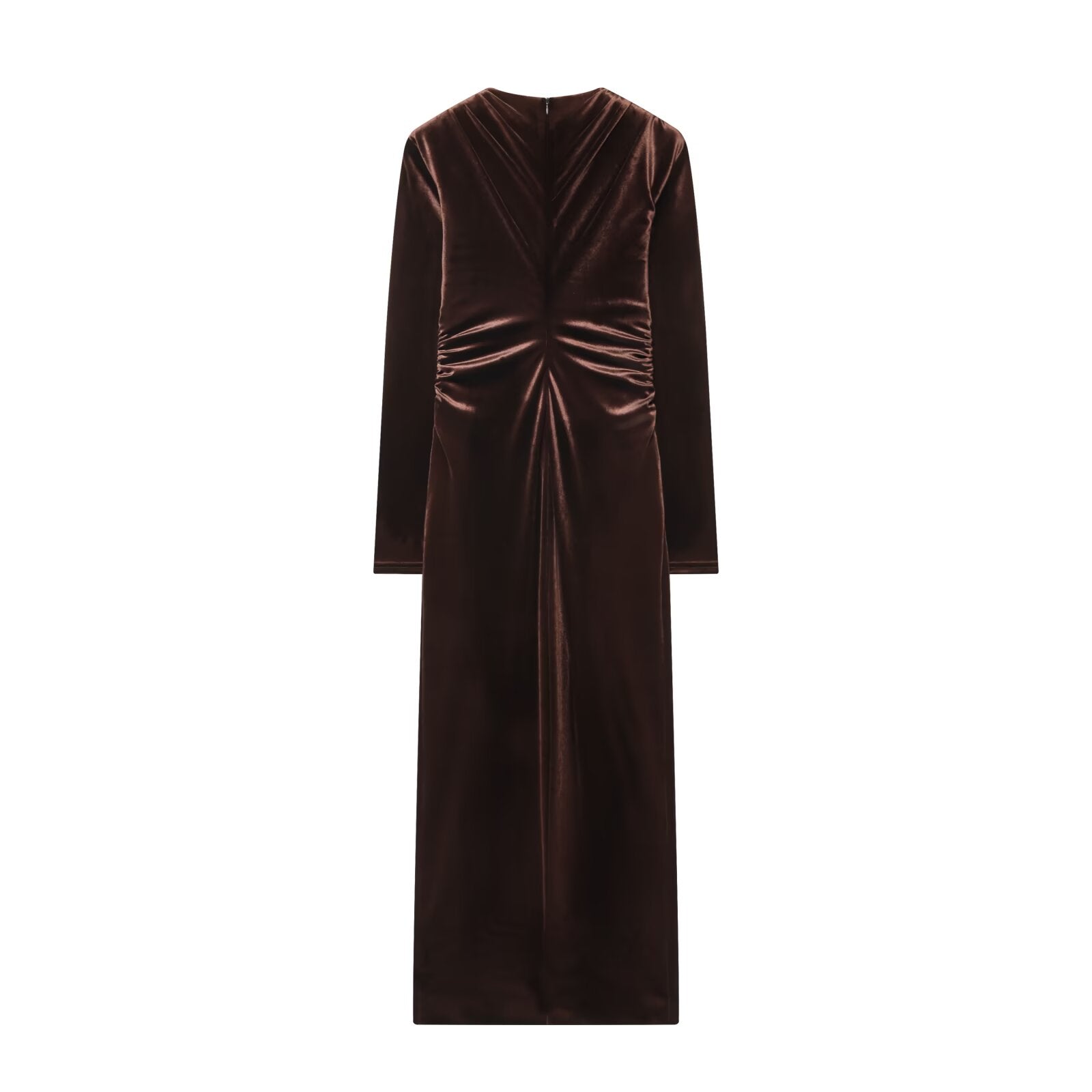 Women's slim V-neck velvet Midi dress
