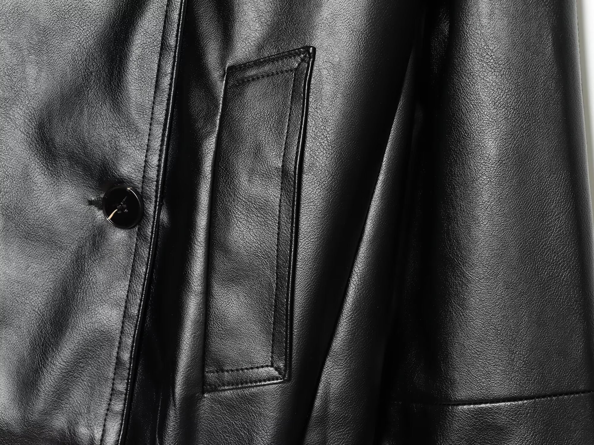 Women's retro double breasted faux leather jacket
