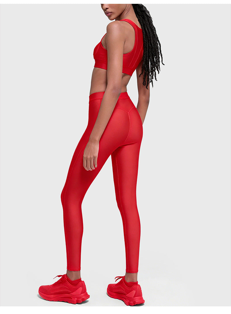 Women's new beautiful back sports bra high waist hip pants suit