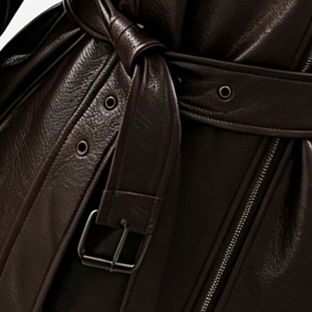 Women's high necked faux leather waistband jacket