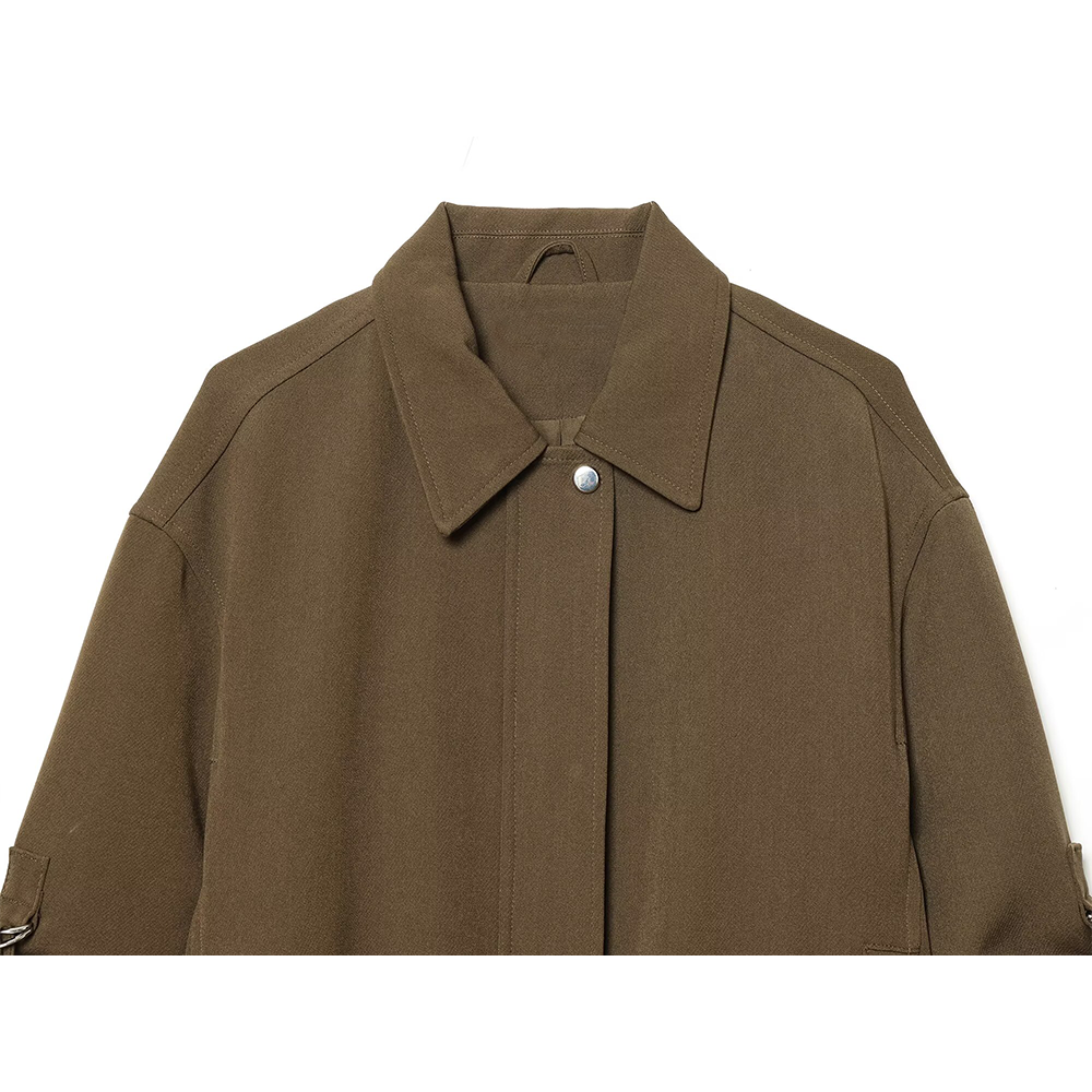 Women's rolled up sleeve design pilot jacket Coat