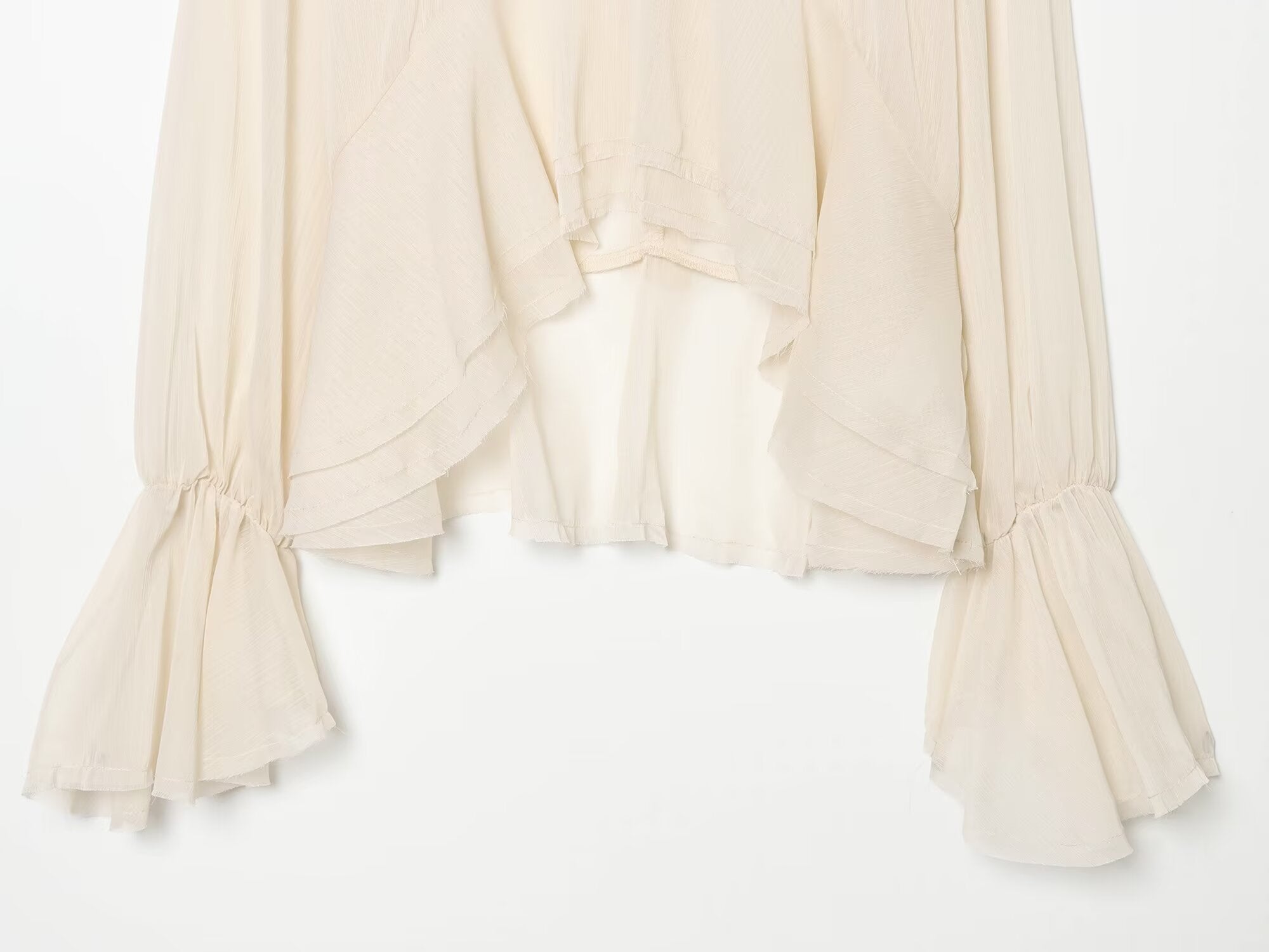 Women's layered decorative semi transparent top