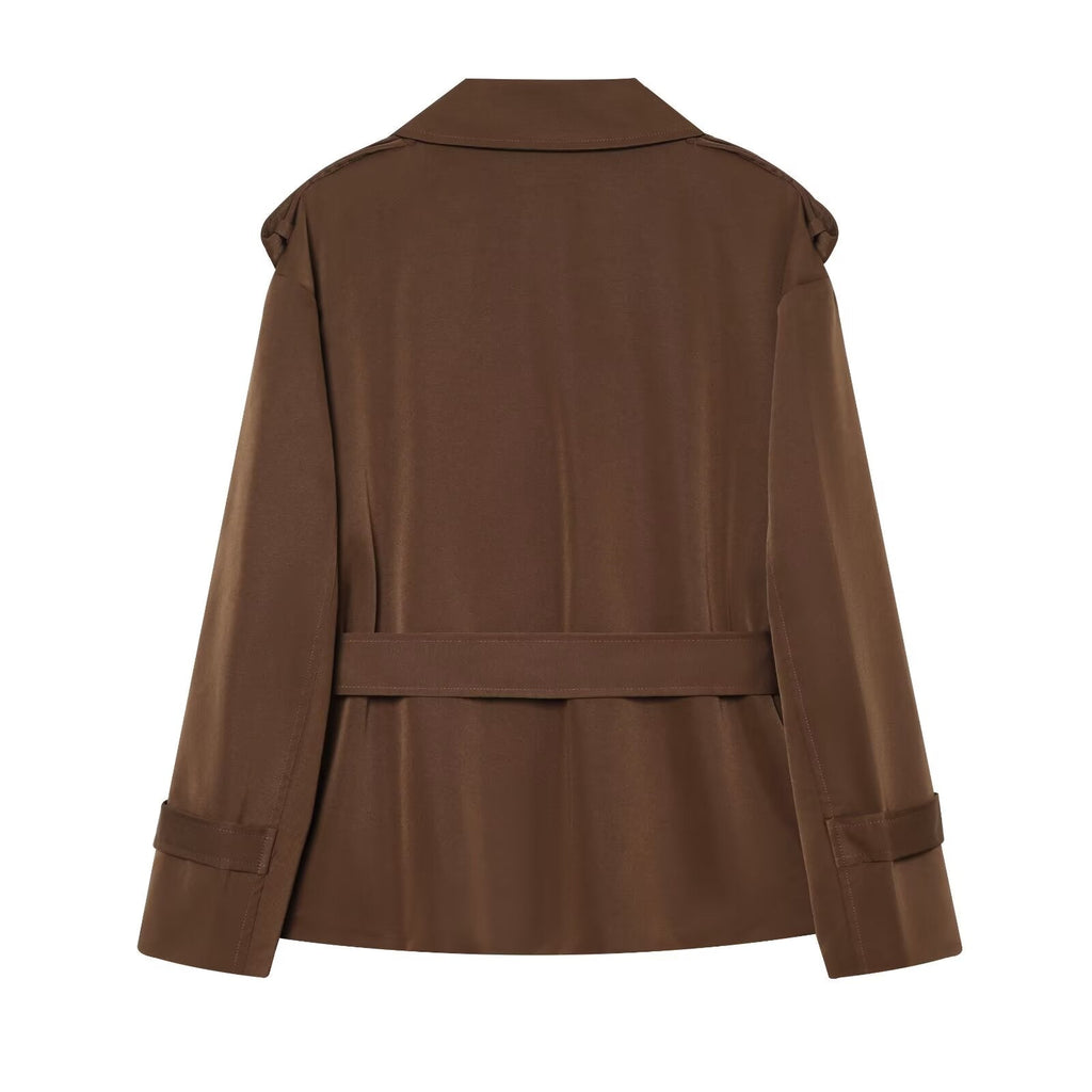 Women's with Belt short double breasted windbreaker Coat
