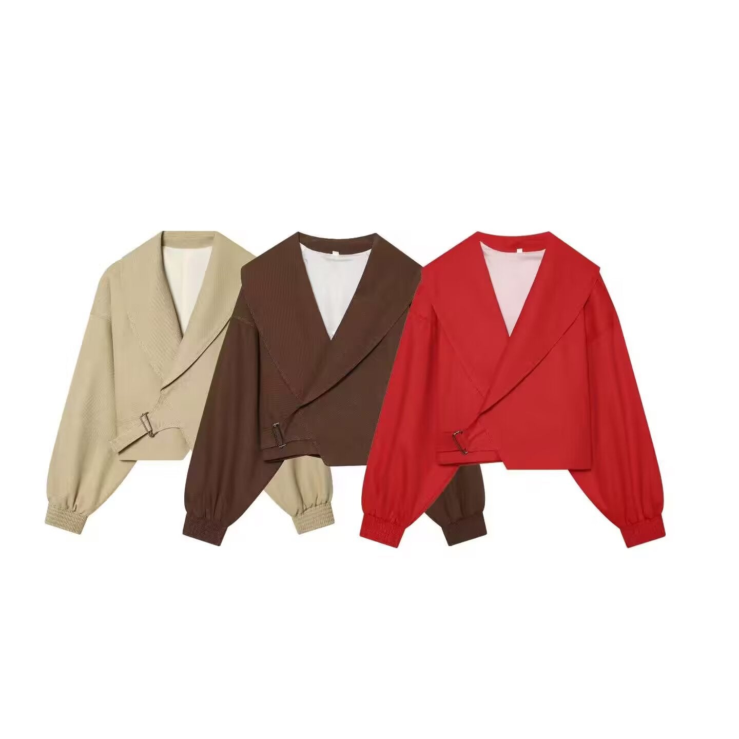 Women's long sleeved lapel short Coat