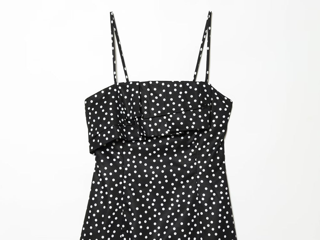 Women's polka dot suspender mini dress