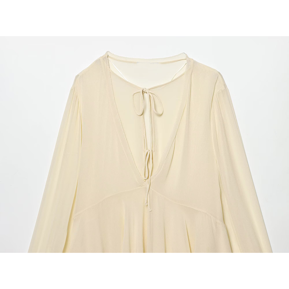 Women's layered decorative casual lace up shirt