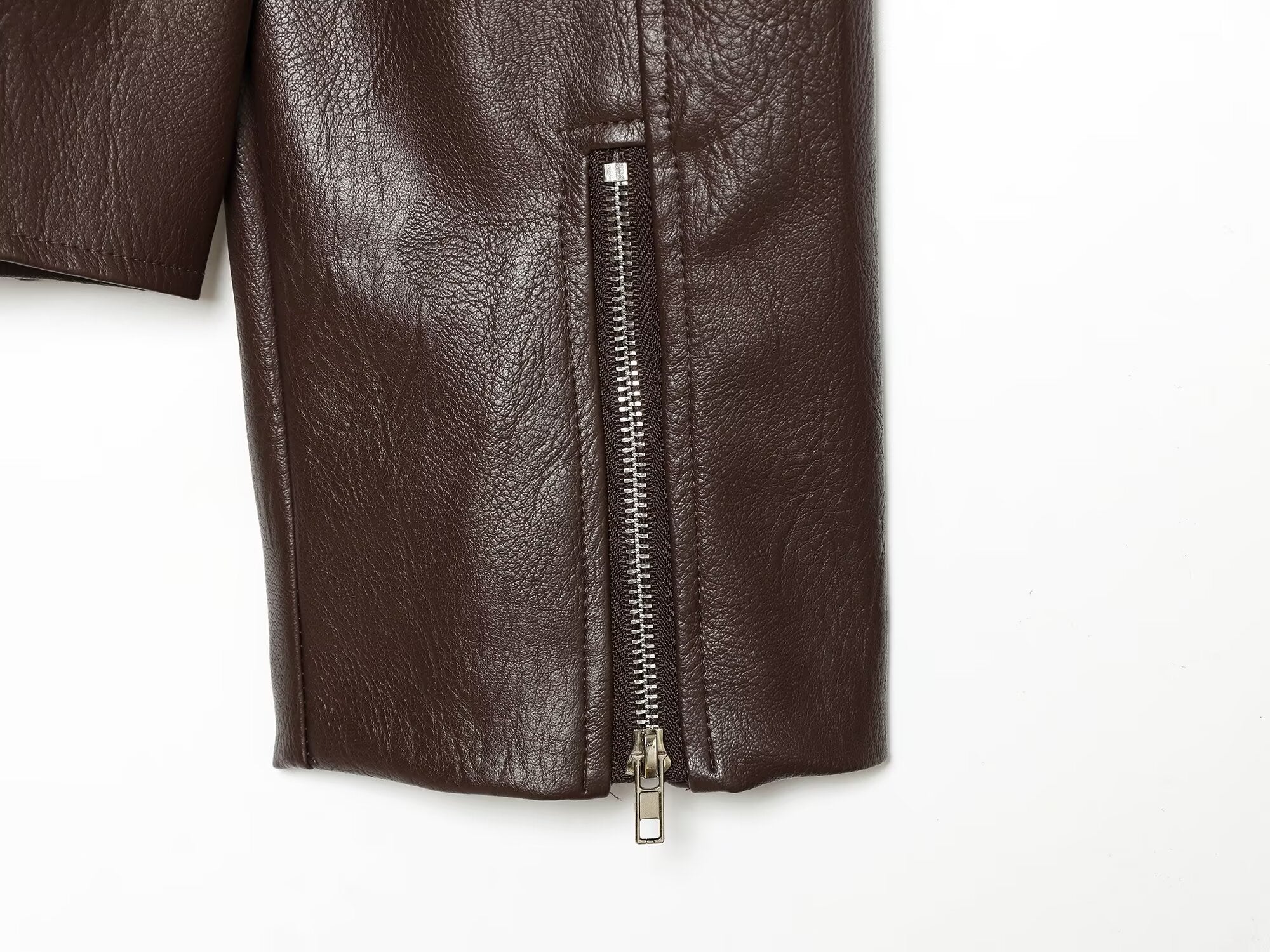 Women's With Belt short Faux Leather jacket Coat