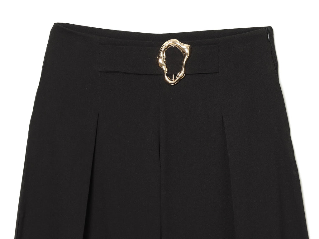 Women's buckle decoration casual bucket pants