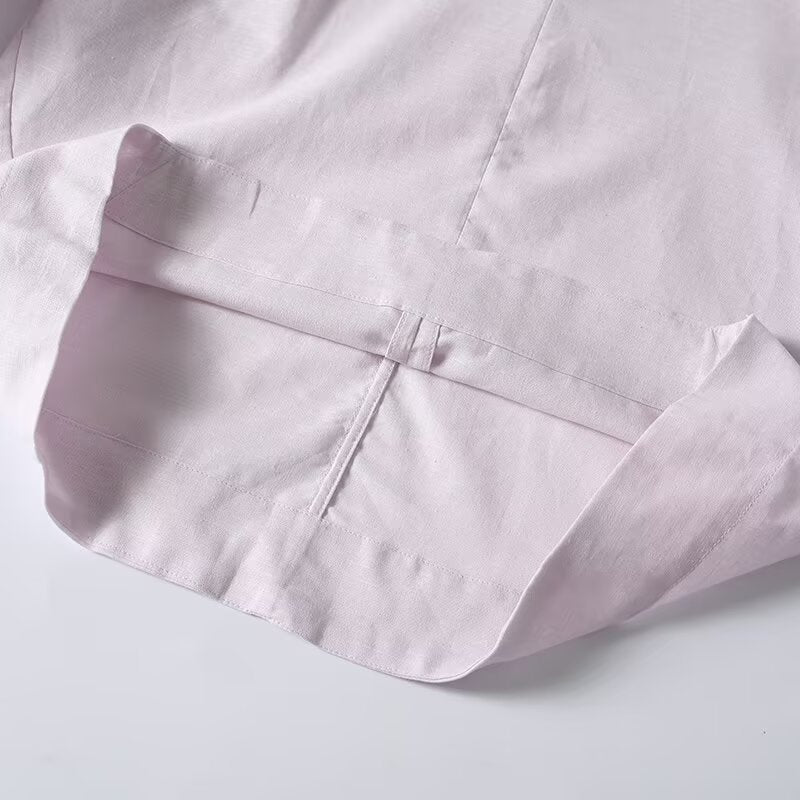 Women's loose V-neck linen blend cover shirt