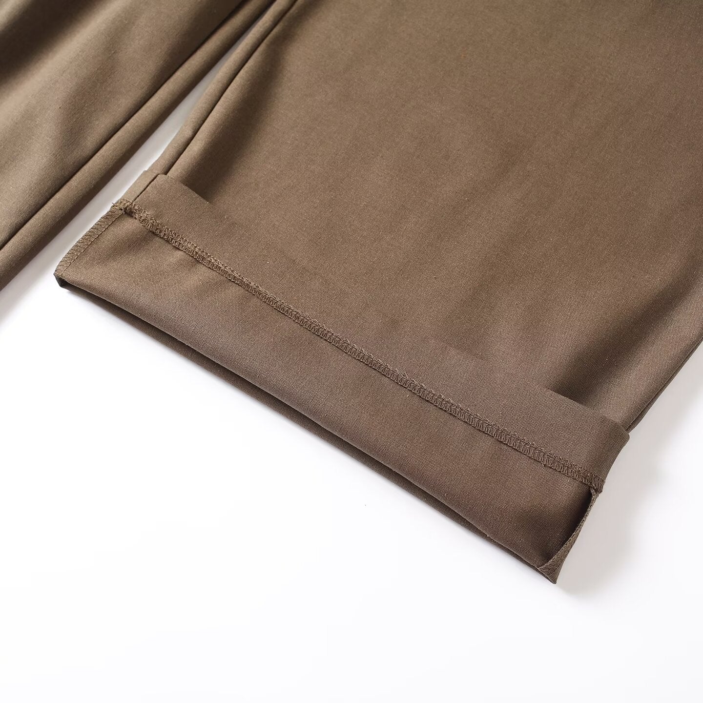Women's pleated decorative linen blended wide leg pants