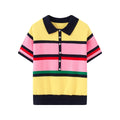 Women's contrasting striped knitted polo shirt