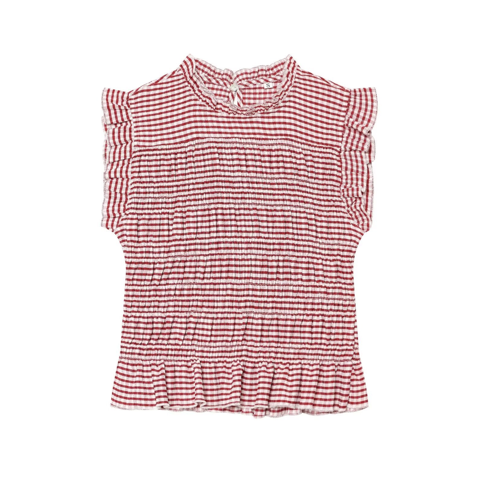 Women's short honeycomb plaid top