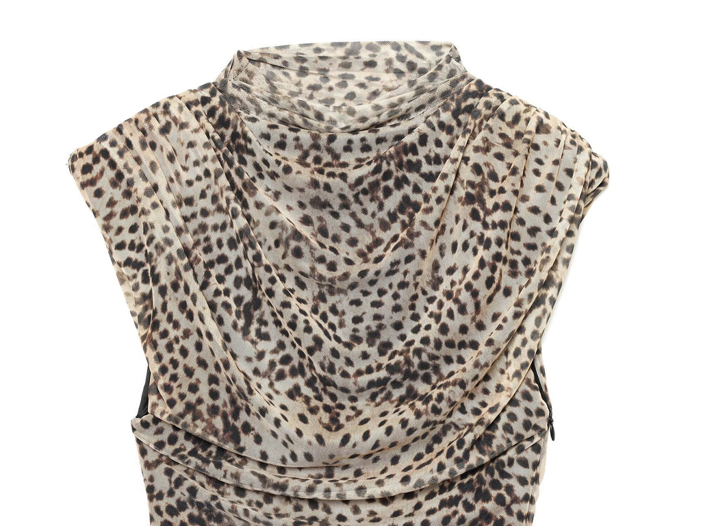 Women's animal print pleated tulle dress