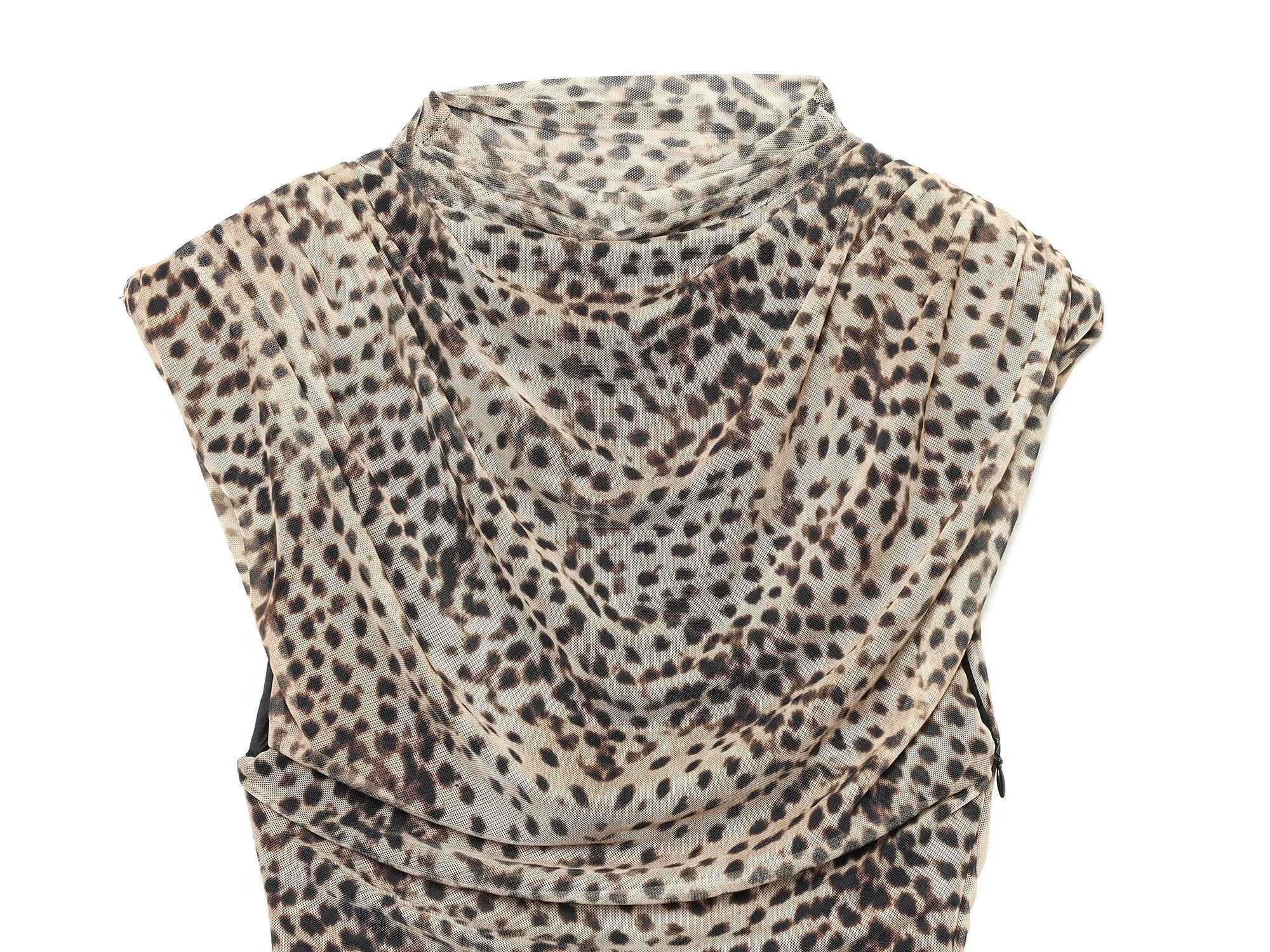 Women's animal print pleated tulle dress