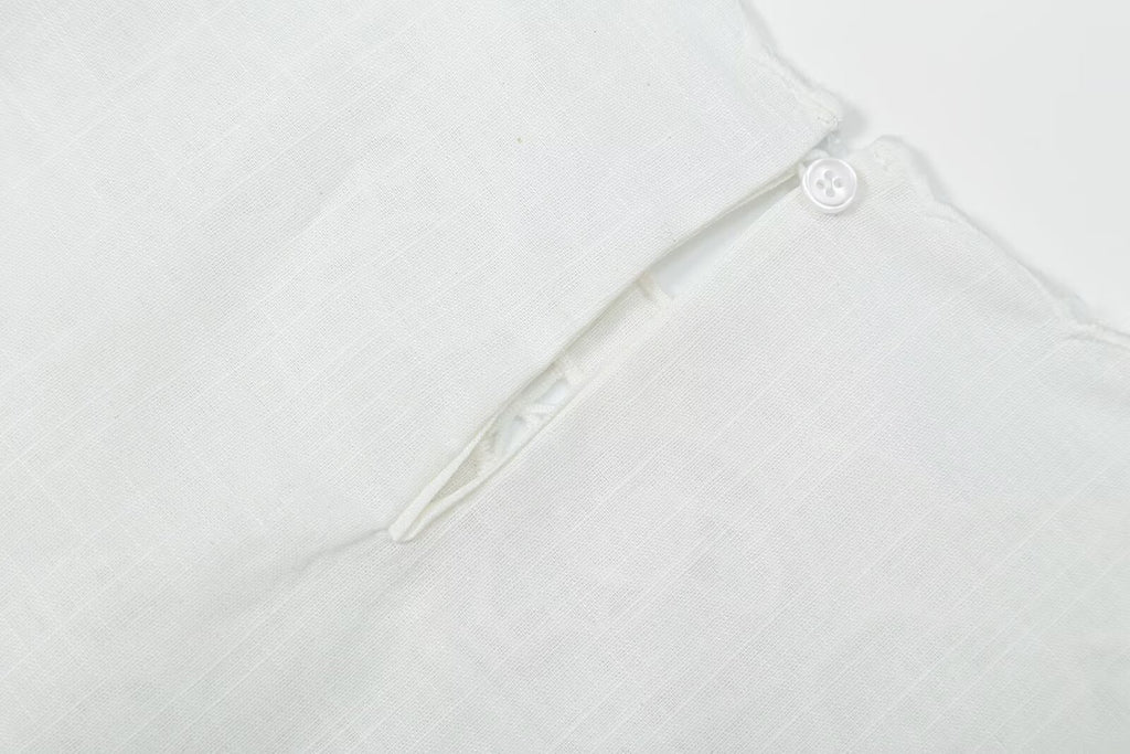 Women's bow decoration hollow embroidery top