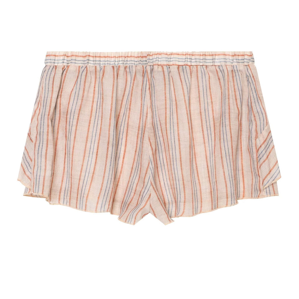 suit Women's 2 pieces striped layered decorative shirt+shorts