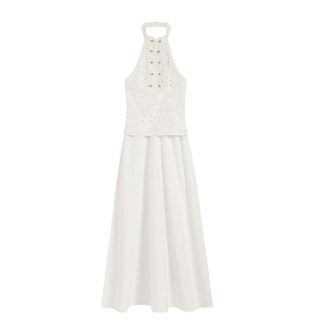 Women's hollowed out embroidered patchwork dress