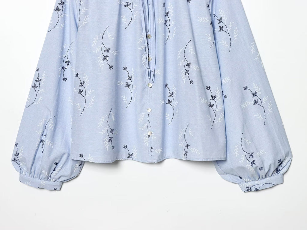 Women's pressed glue embroidered printed shirt