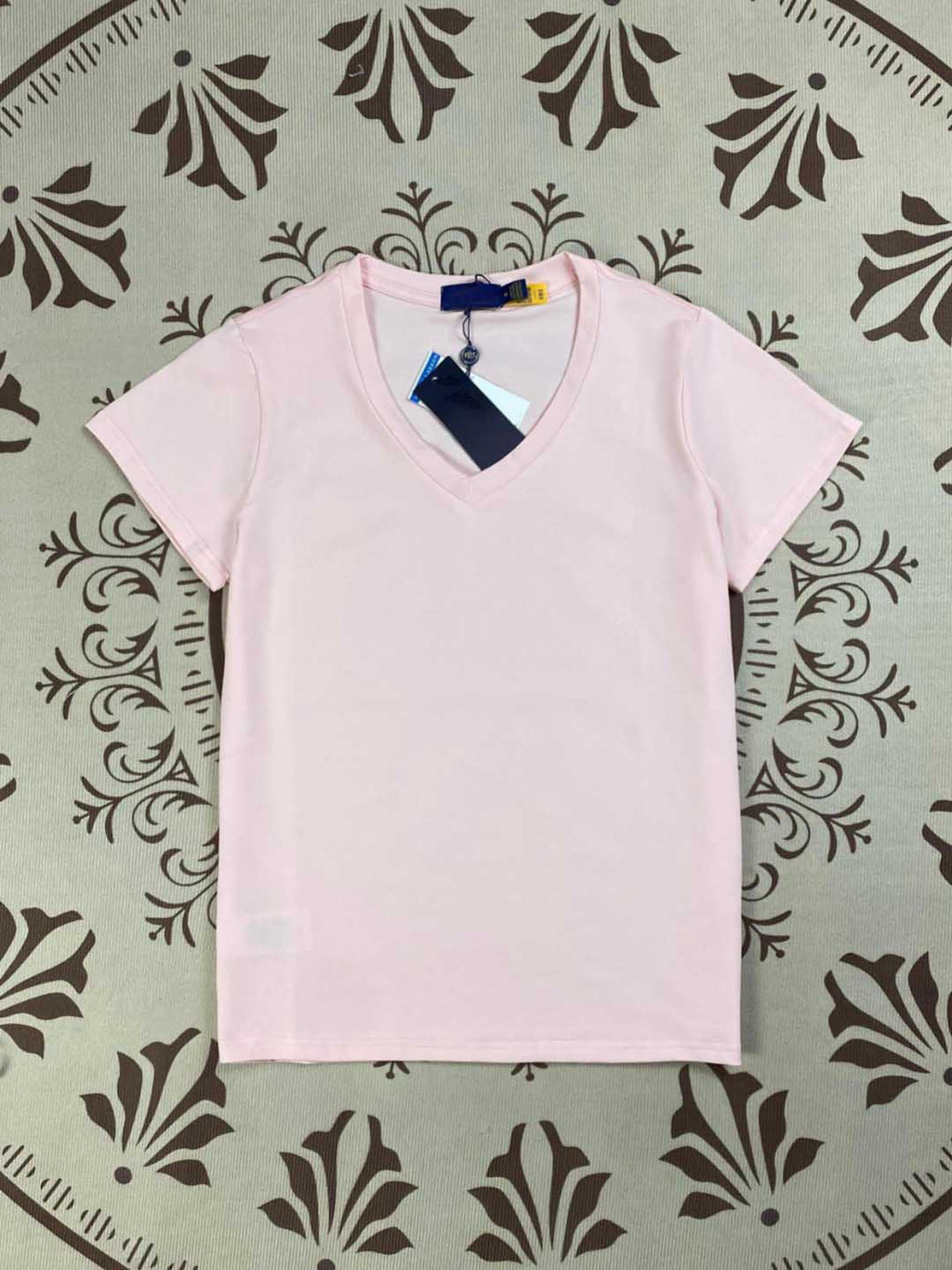 Women's New Fashion Casual Joker Embroidered Cotton V-neck Slim Short Sleeve T-shirt