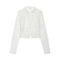 Women's standing collar buckle short top