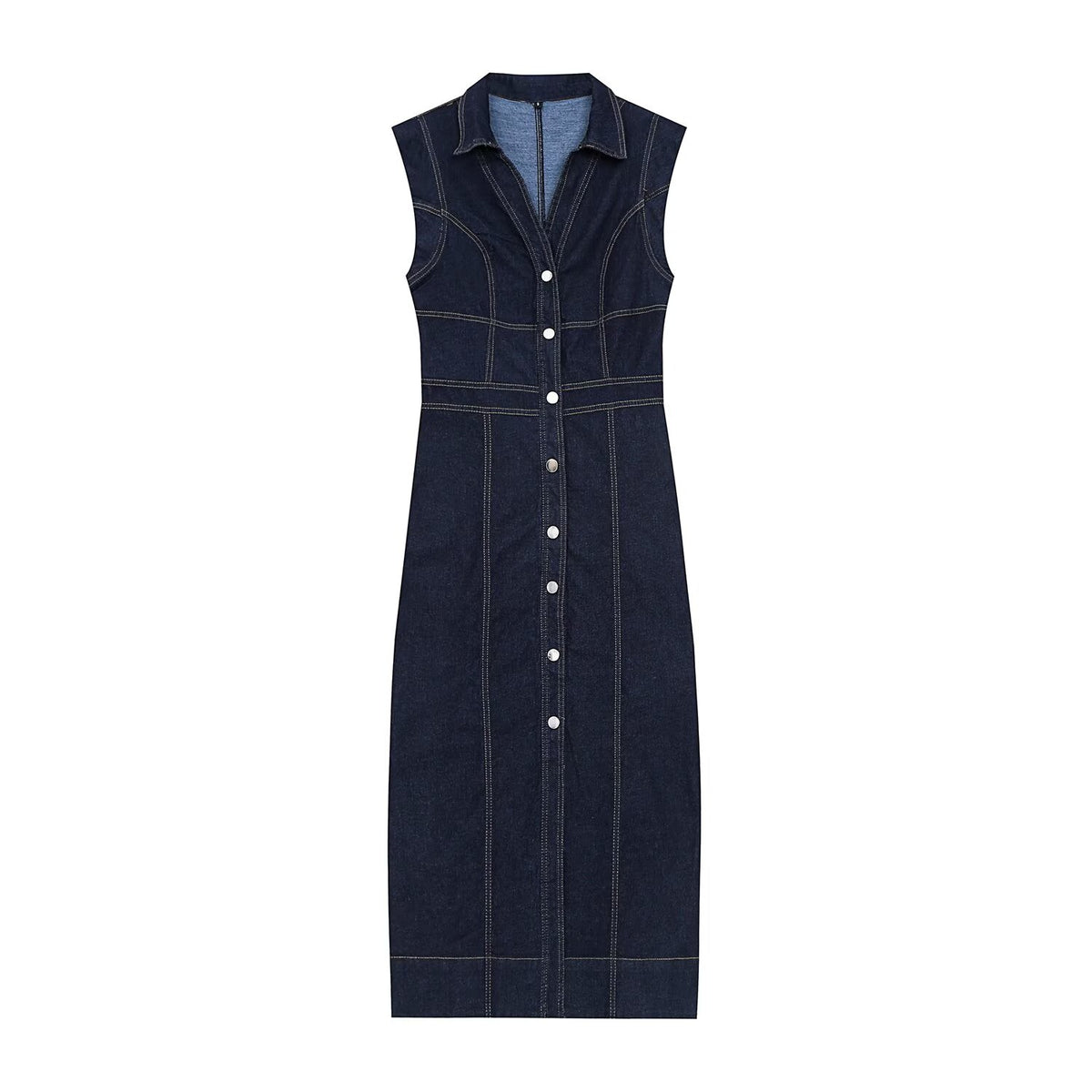 Women's sleeveless denim Midi dress