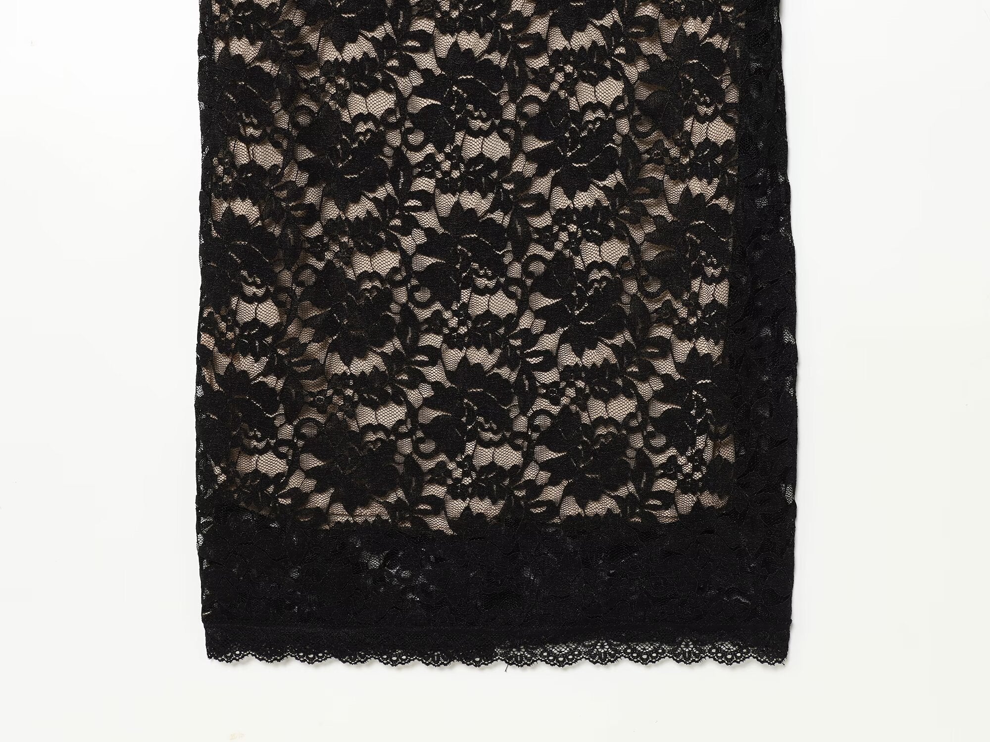 Women's slim hanging neck lace MIDI dress