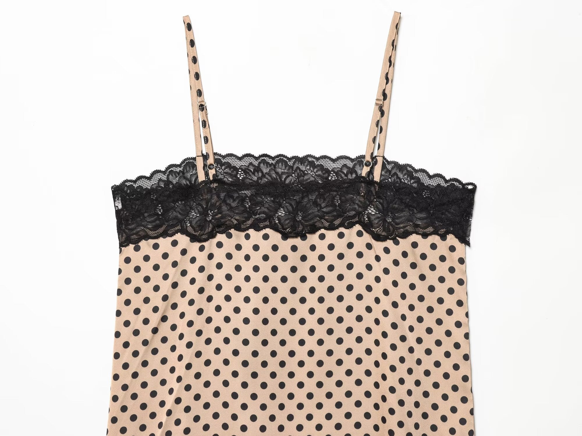 Women's lace decorative polka dot suspender dress