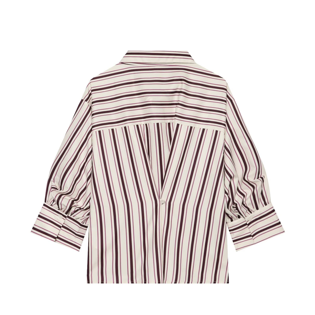 Women's adjustable long short sleeved striped shirt