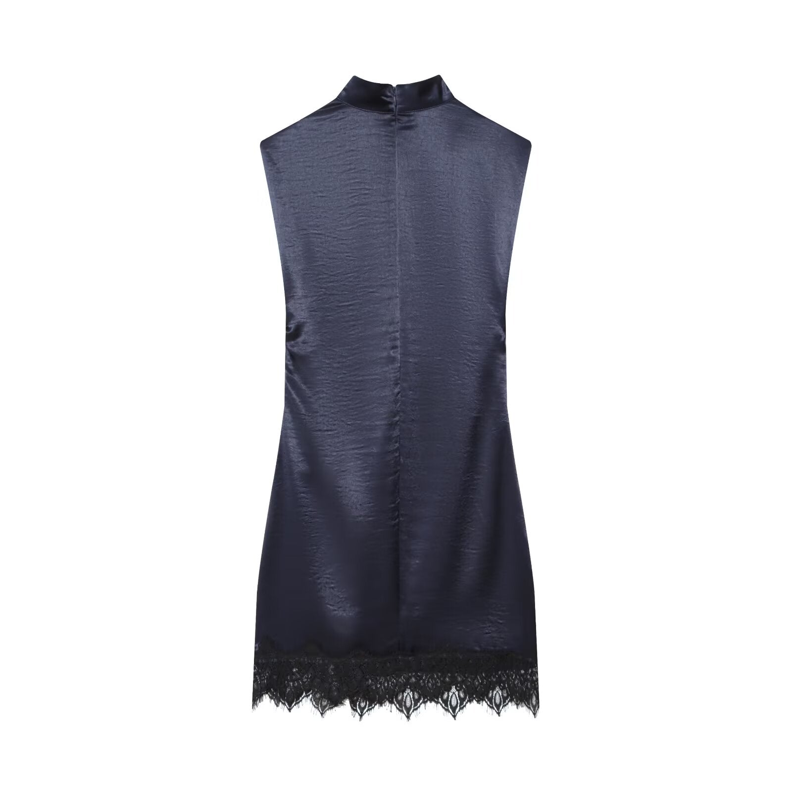 Women's satin textured sleeveless lace dress
