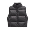 Women's short standing collar sleeveless cotton vest