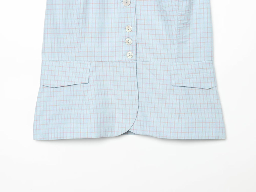 Women's short skirt style hem plaid top