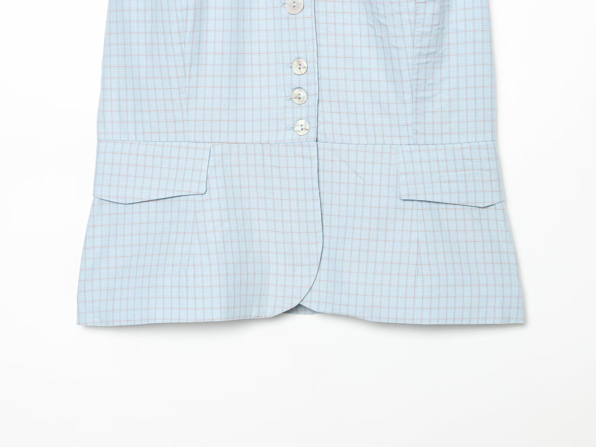 Women's short skirt style hem plaid top