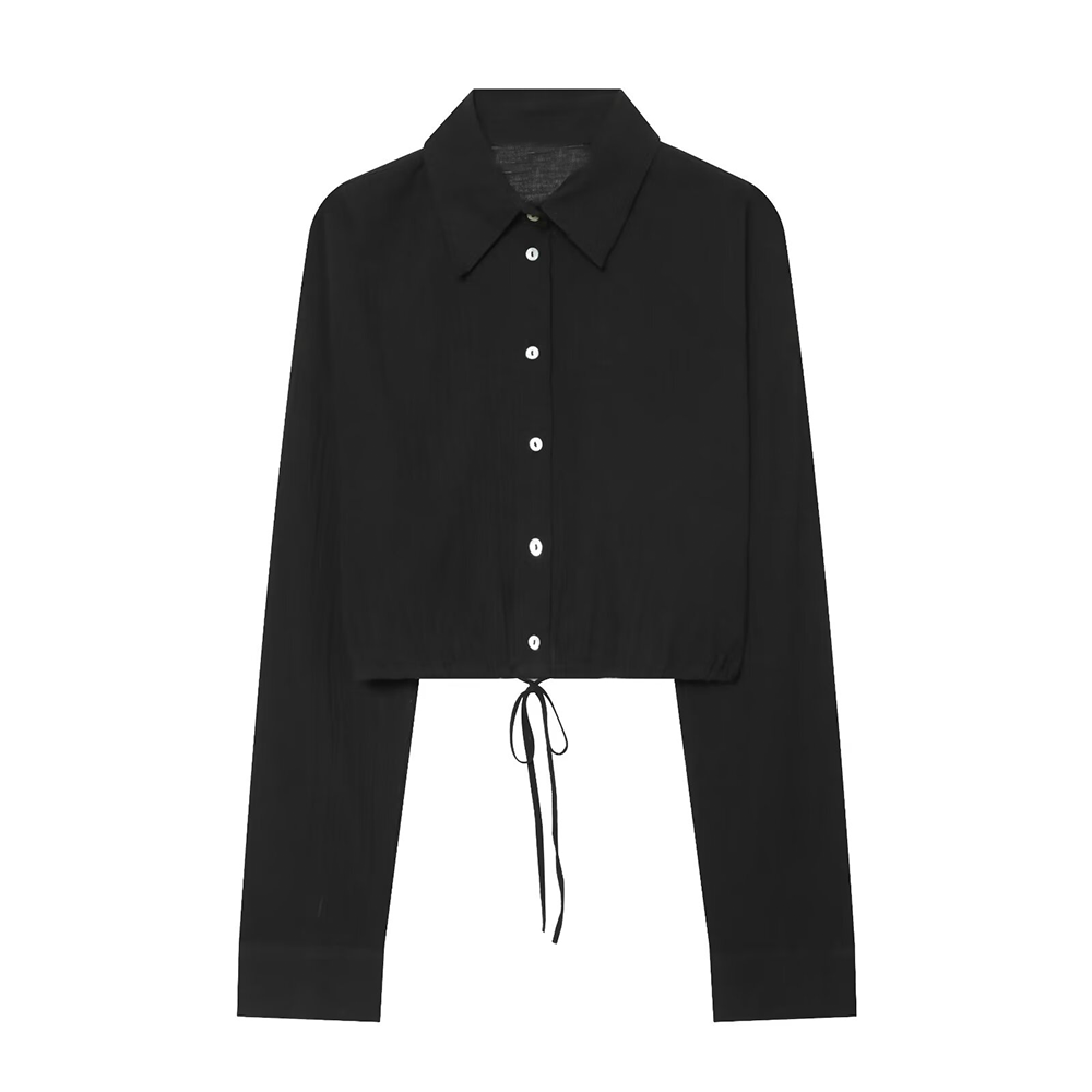 Women's short lapel polka dot shirt