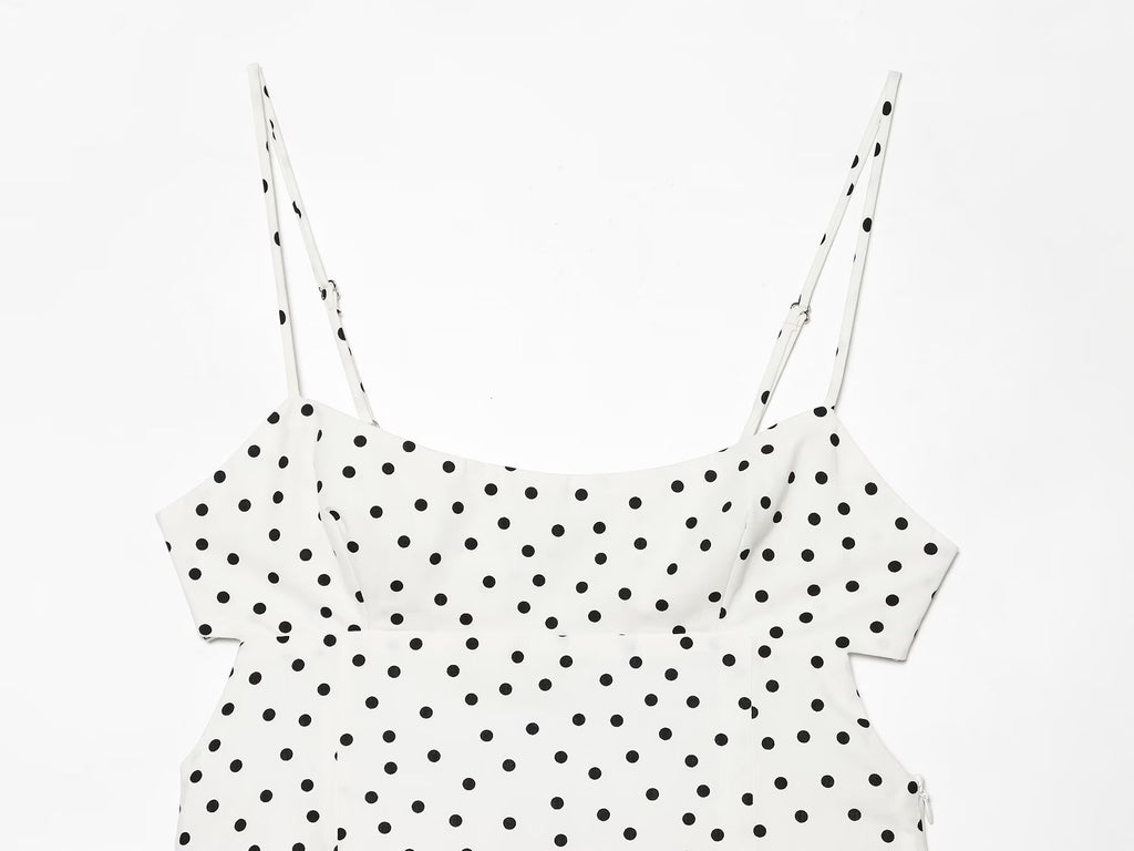 Women's polka dot suspender MIDI dress