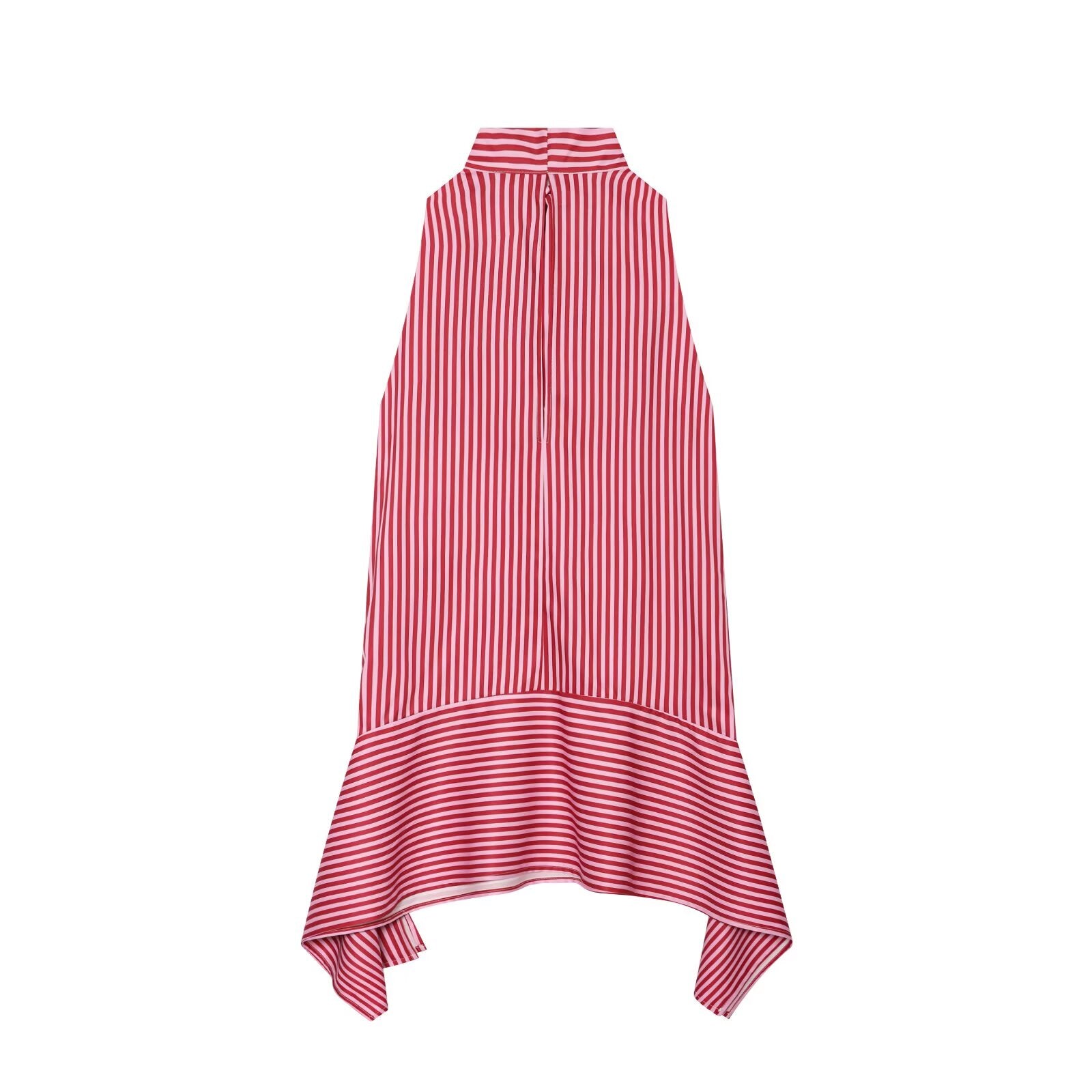 Women's bow decoration asymmetrical striped top