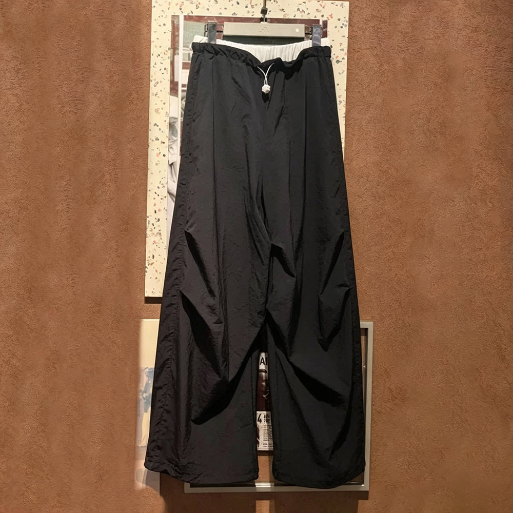 Women's new casual drawstring design loose wide-leg pants