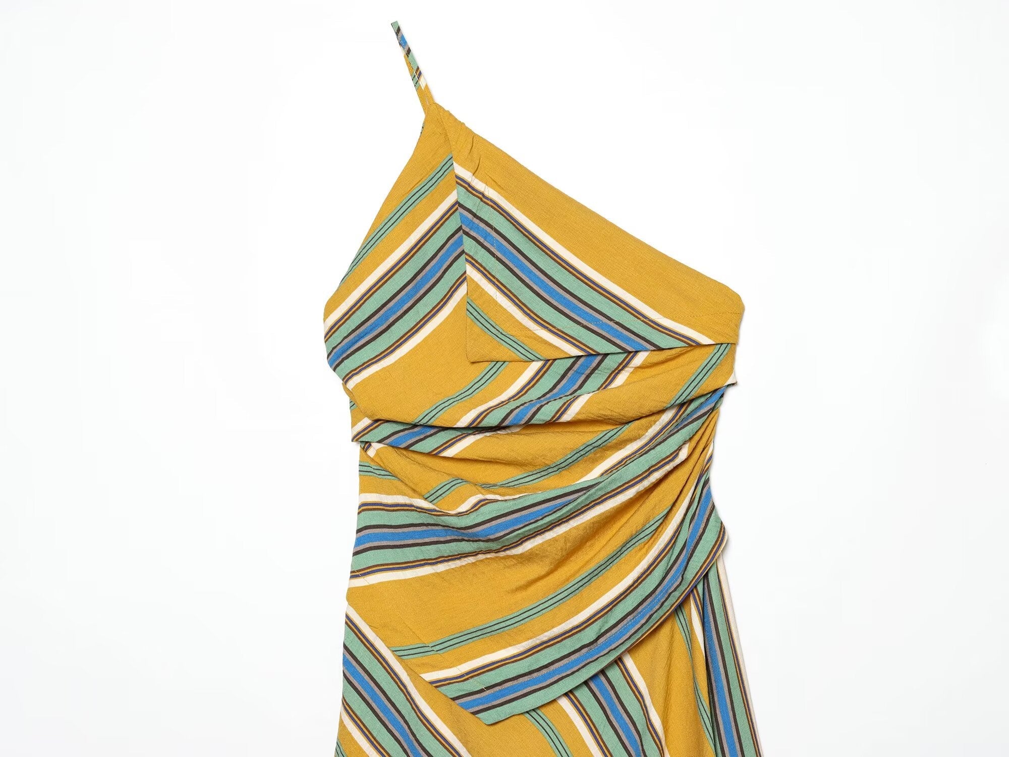 Women's asymmetrical striped MIDI dress