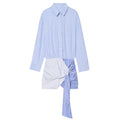 Women's knot decoration striped shirt style dress