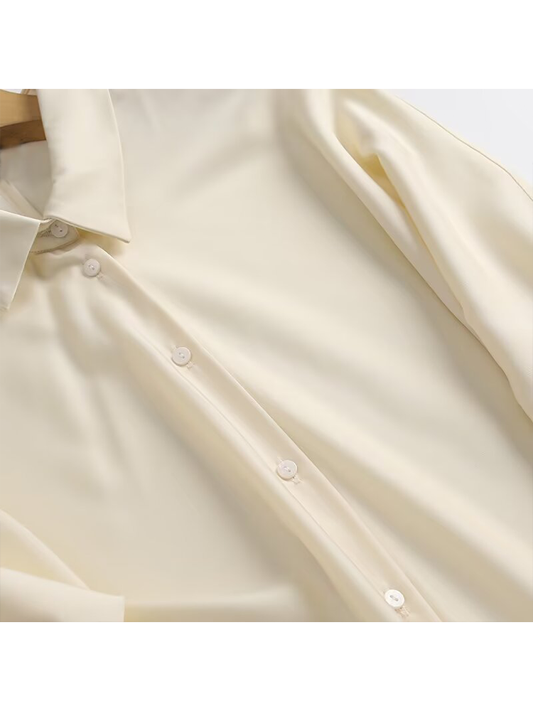 Women's comfortable casual drape satin shirt