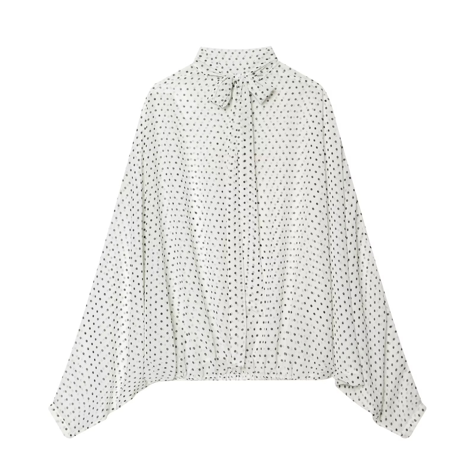 suit Women's 2 pieces bow decoration polka dot shirt+Skirts
