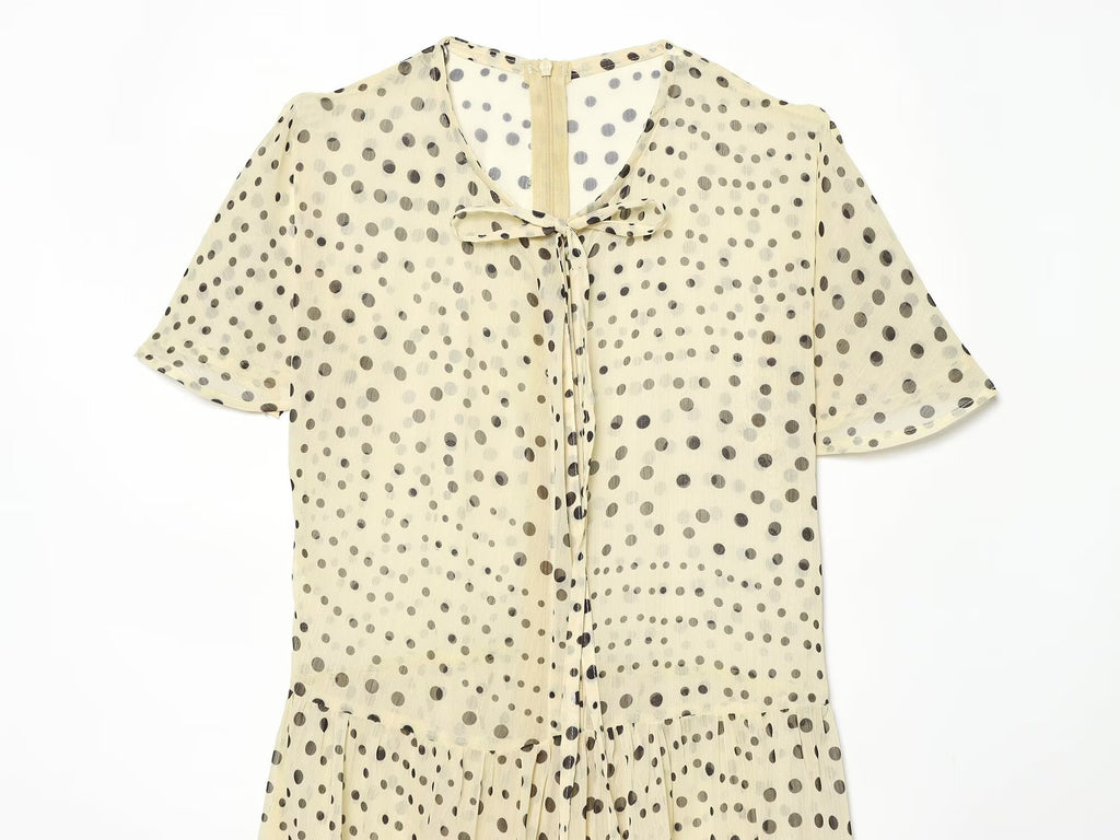Women's short sleeved polka dot dress