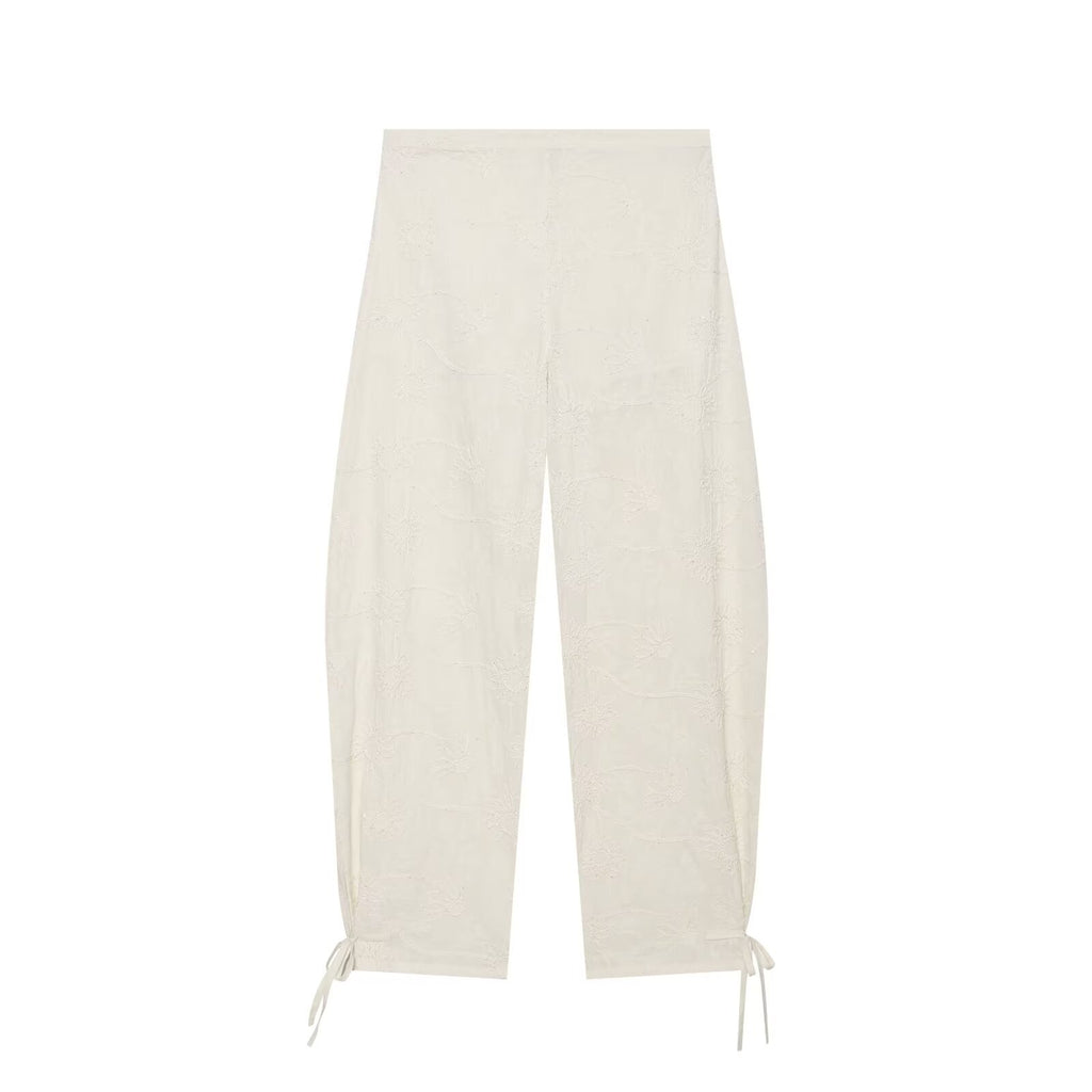 suit Women's 2 pieces embroidered bead hanging neck top+lantern pants