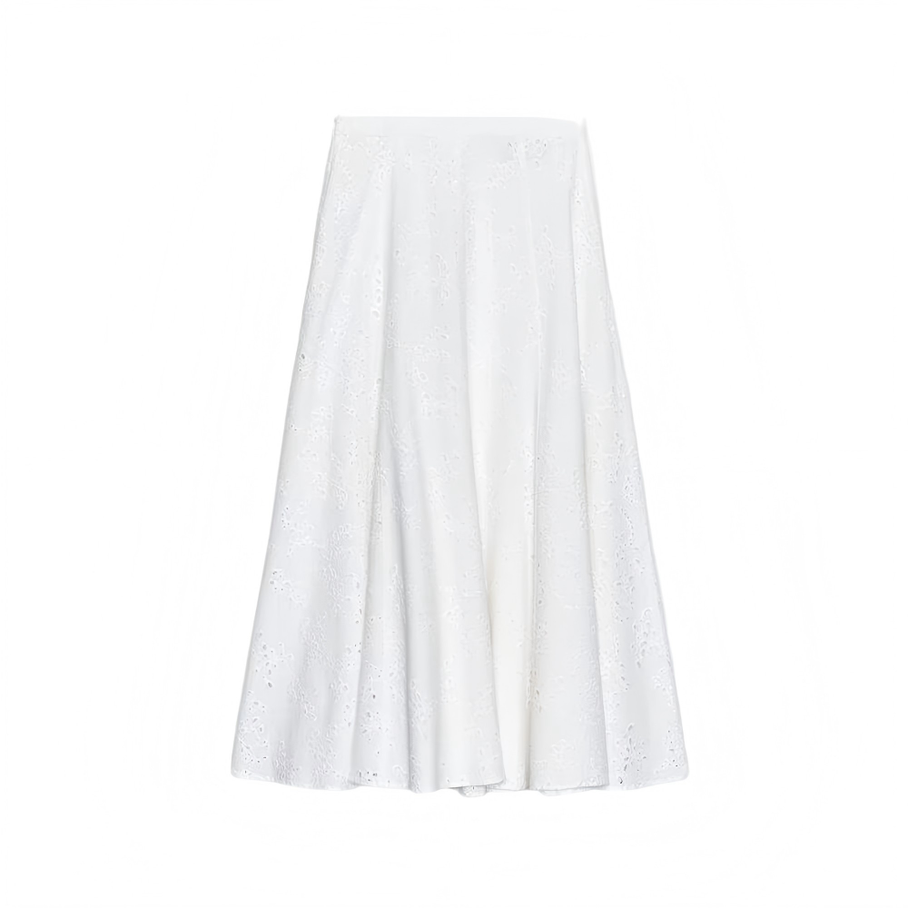 suit Women's 2 pieces pleated hollowed out embroidered top+Skirts