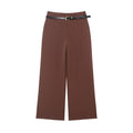 Women's rolled hem design casual With Belt pants