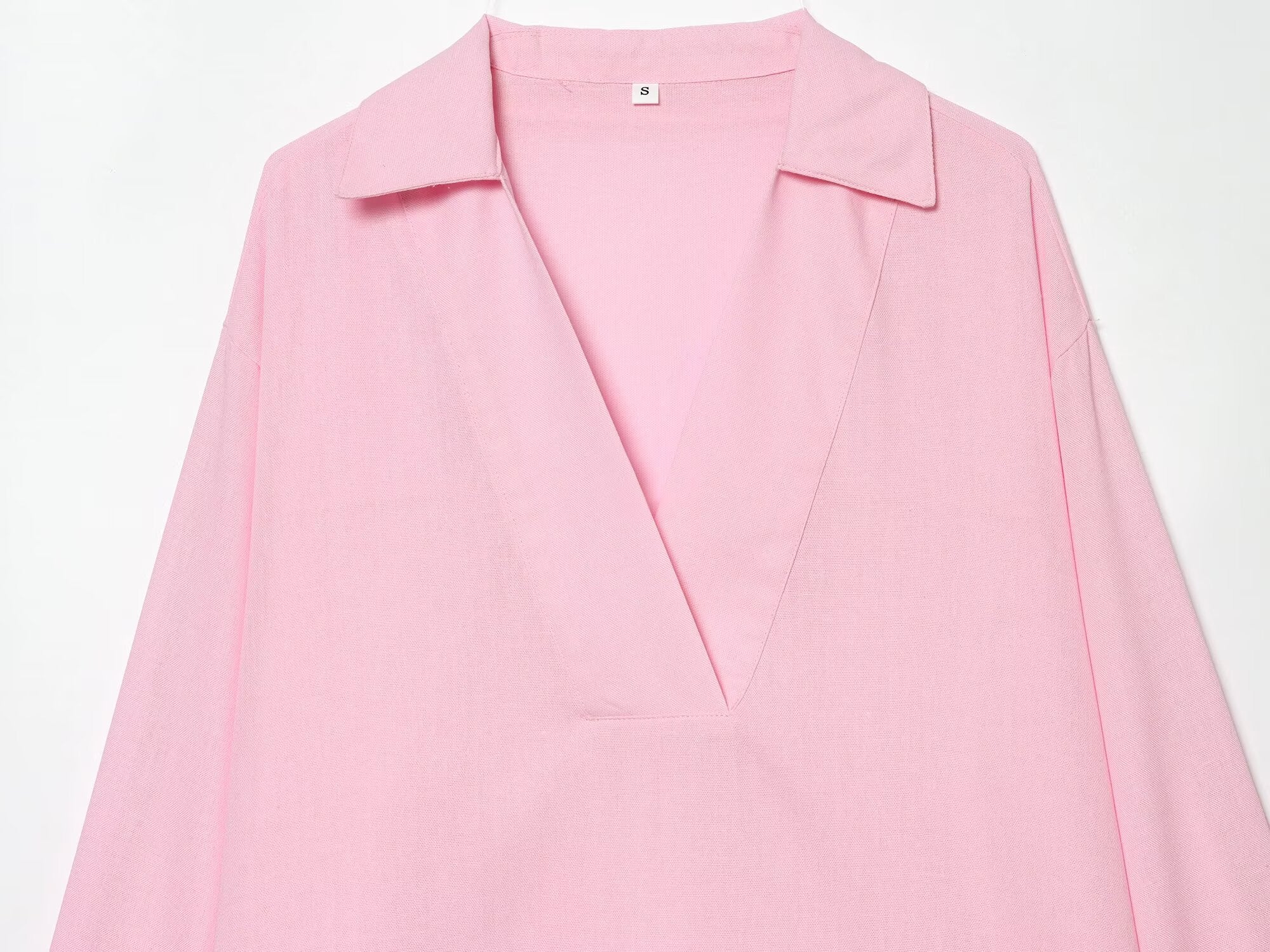 Women's loose Lapel linen blend shirt
