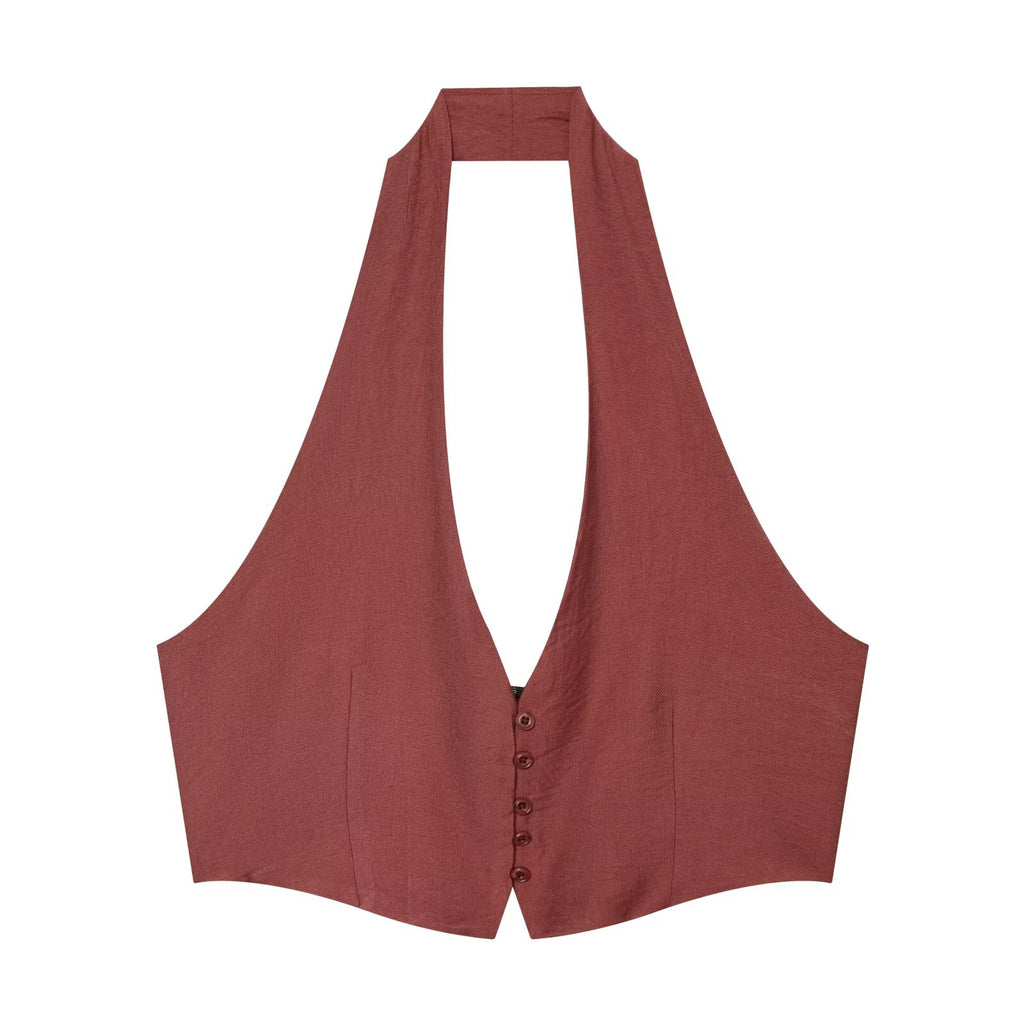 suit Women's 2 pieces bow decoration Wrapping style pants + Hanging neck top