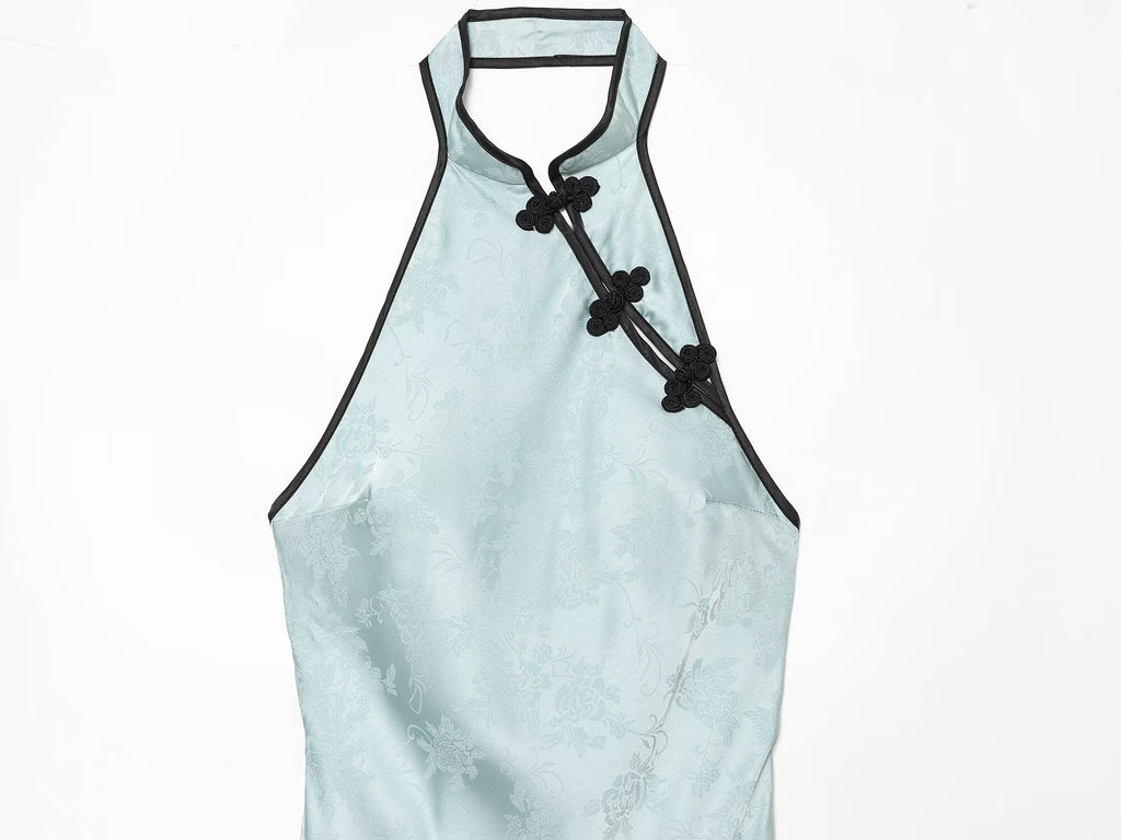 Women's rope knot buckle jacquard dress