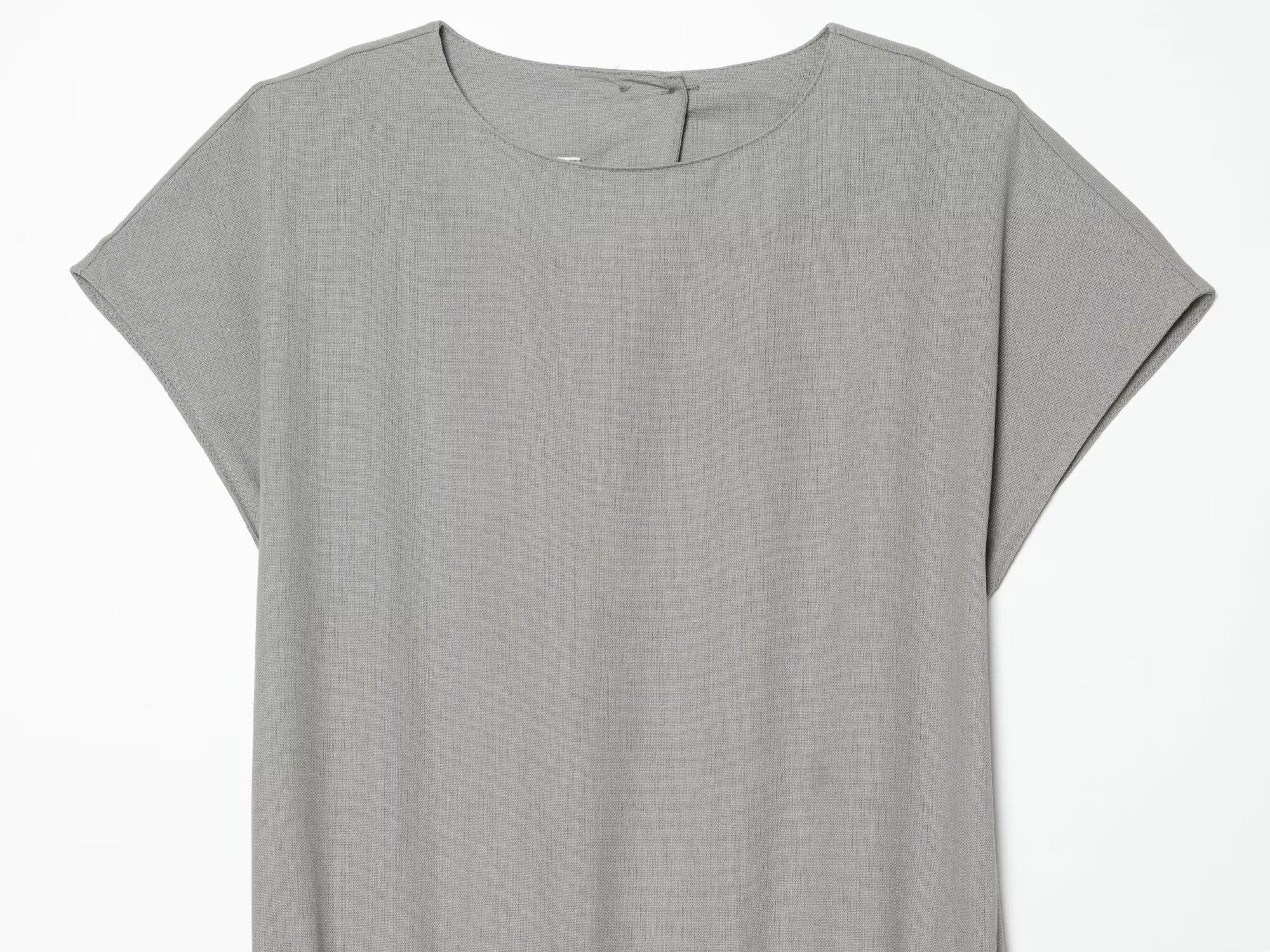 Women's O Neck linen blended MIDI dress