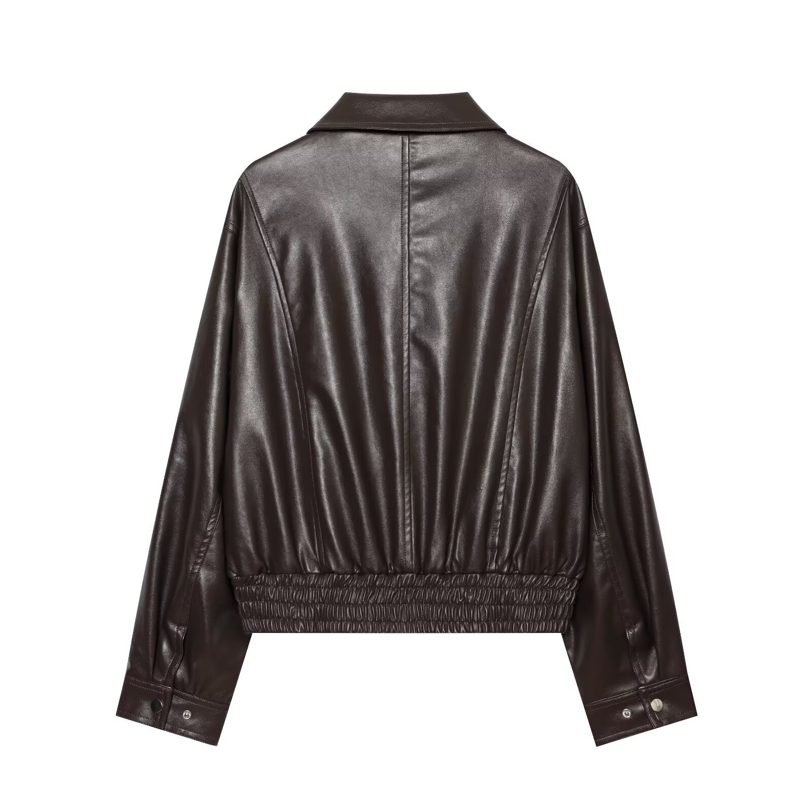 Women's casual short imitation leather jacket Coat